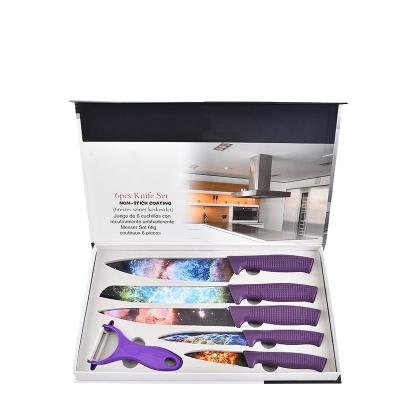 China Competitive Price Stocked Amazon High Quality 6pcscolor Kitchen Knife Set With Peeler for sale