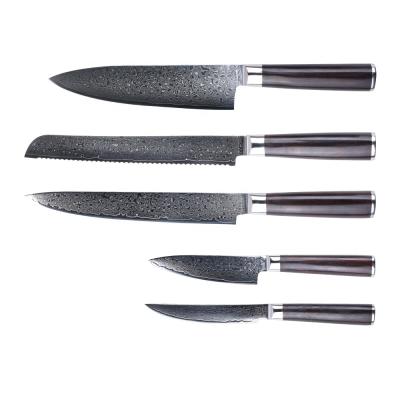 China Durable Professional Luxury VG10 Steel Knife Damdsucs 67Layer Set Ebony Wood Kitchen Knives for sale