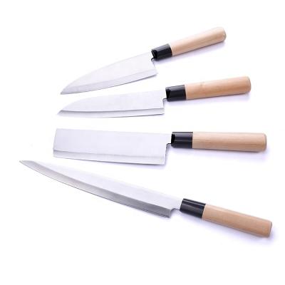 China Sustainable Japanese Chef Sushi Knife Stainless Steel Kitchen Set With Wooden Handle for sale