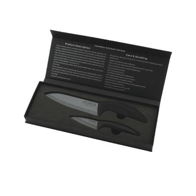 China Size Sustainable Quality Ceramic Knife Set 2pcs Black Ceramic Knives With Gift Box Packing for sale