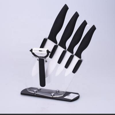 China Viable For Home Use Zirconia White Blade Rubberized ABS Ceramic Handle 6pcs Kitchen Knife Set for sale