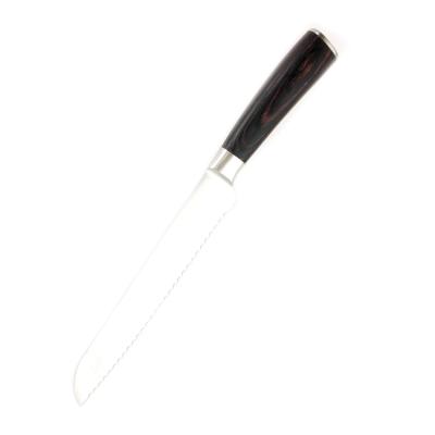 China 8 Inch Viable High Quality Color Handle Stainless Steel Kitchen Knife Wooden Bread Knife for sale