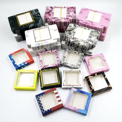 China Recycled Materials Square Window Eyelash Package Box Paper Square One Pair Eyelash Box for sale