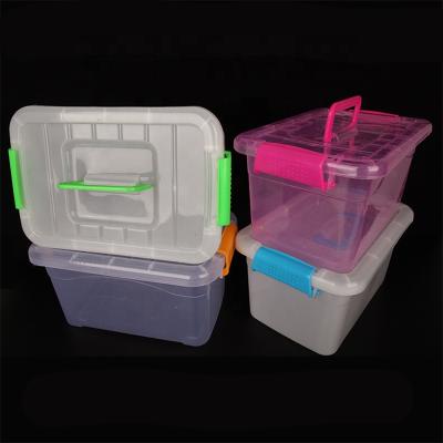 China 2022 Viable Durable Hot Selling Reinforced Transparent Plastic Storage Box With Handle for sale