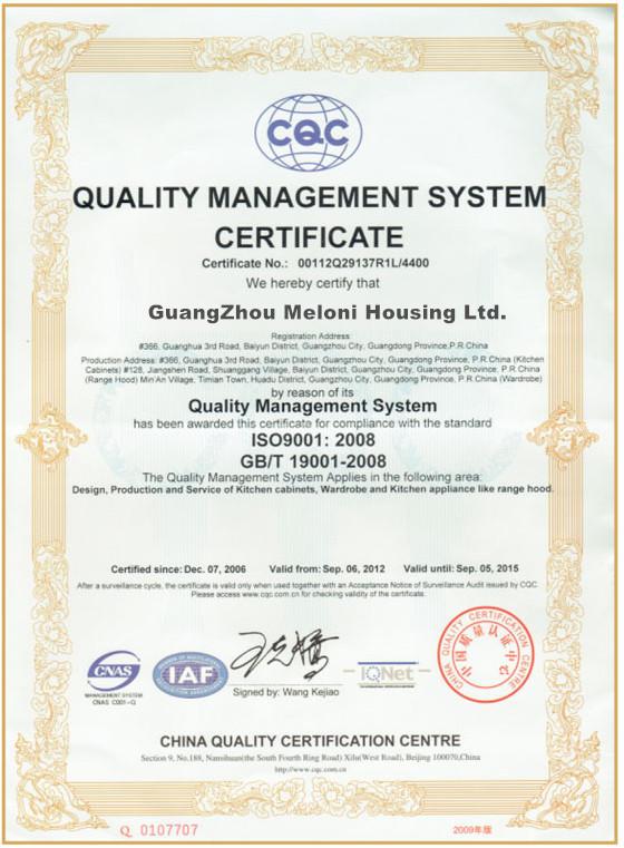 QC CERTIFICATION - GuangZhou Meloni Housing Ltd