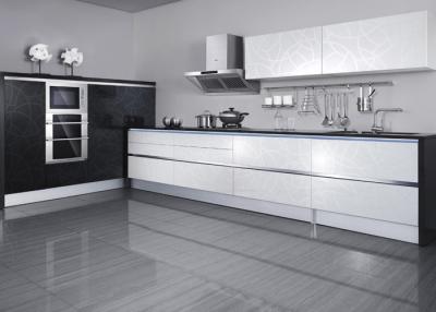 China Melamine Black And White Kitchen Cupboards / Cabinets Stainless Steel Commercial for sale