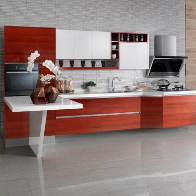 China Hotel Built In Melamine Kitchen Cabinets With Invisible Handless And Working Table for sale