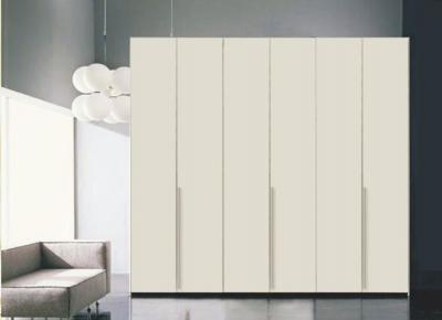 China 6 Door White High Gloss Hinged Door Wardrobes Closet Furniture With Shelves Flat Panel for sale