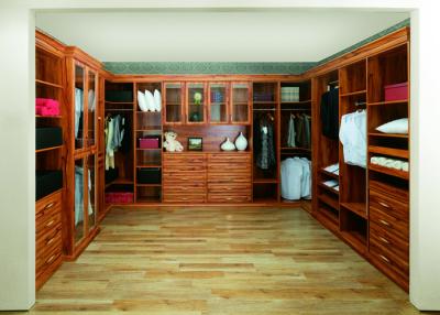 China Modern Solid Wood Walk In Closet Organizers , Glass Sliding Door Wardrobe for sale