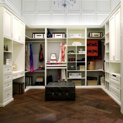 China PVC Finish White Walk In Closet / Wardrobe Traditional Design With Functional Accessories for sale