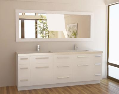 China Matt White Pvc Finish Floor Standing Bathroom Vanity Cabinets For Guest Room for sale