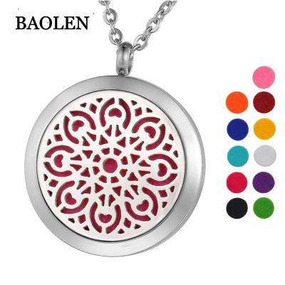 China Ethnic Aroma Pendant Necklace Diffusing Essential Oil Polygon Flower Cavity Pendant Charm Pendant for sale