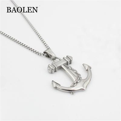 China Fashion Designed Stainless Steel Fashion Style Anchor Symbol Power Gold Plated Hip Hop Side Egyptian Pharaoh Pendant Necklace For Men for sale