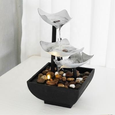 China 3 Tier Mini Water Fountain Soothing Calming Waterfall Waterfall Minimalist Indoor Relaxing Portable Tabletop Fountain for sale