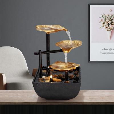 China Factory Price Traditional Home Mini Fountain Waterfall Indoor Decorative Lotus Leaf Table Top Water Fountain for sale