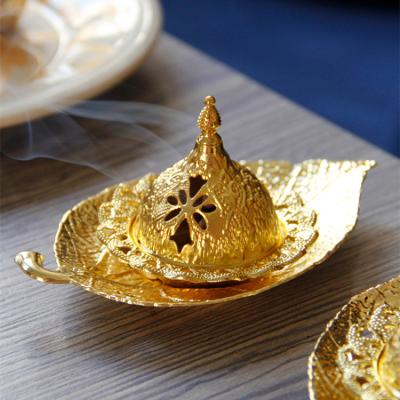 China Nordic Luxury Home Incense Burners Gold Accessories Gold Decor Wholesale Metal Incense Sets Gold for sale