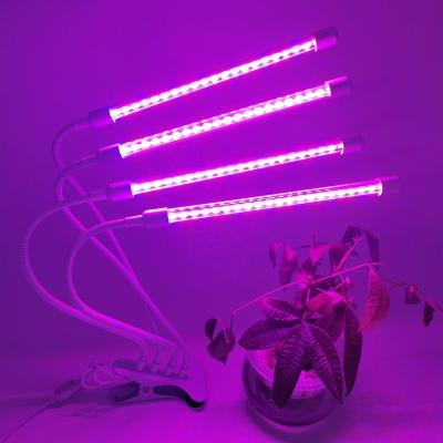 China Seed Starting Plant Supplier USB Power 4 Head Mini Led Grow Light Full Spectrum Clip Phytolamps Timer Dimmable Desk Lamp For Plants for sale