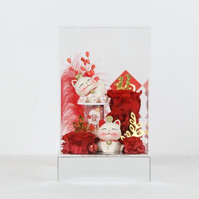 China Lucky gift Manufacturer In Gift Eternal Heart Sets Acrylic Box For Preserved Roses And Forever Drie for sale