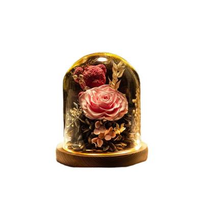 China Gift in glass Glass Bell Jar Custom Luxury Gift Boxes Roses Gift Wholesale Beauty Eternal Preserved Flower for sale