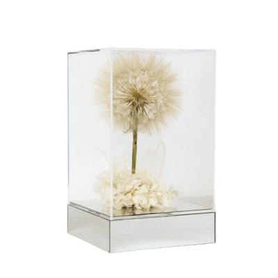 China Natural Touch China Wholesale Eternal Rose Preserved Gift Box Dandelion Ornament Glass Cover Dried Flower Bouquet for sale