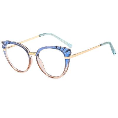 China Blue Anti Blue Ray Optical Glasses Cat Eye TR90 Blocking Computer Eye Optical Glasses Custom Stock Custom Frame for sale