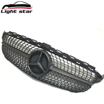 China Hot Selling Plastic Car Front Grille For Mercedes Benz W204 Modified Carbon Fiber C-Class C200 C260 Gypsophila Modified High Gloss Black for sale