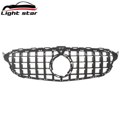 China Hot Selling Plastic Car Front Grill For Mercedes Benz Sports W205 C-Class Modified GTR Clause C200 Vertical Decoration for sale