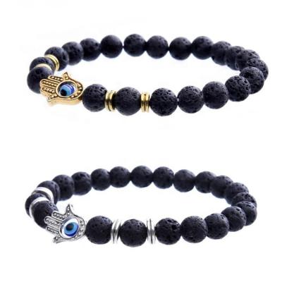 China China Chakra Bracelet Healing Volcanic Rock Fatima Chakra Stones Bracelet for sale