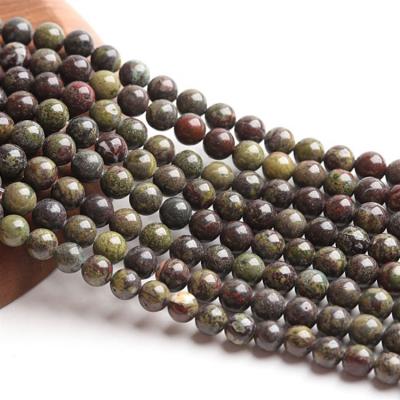 China China Wholesale Crystals Bulk High Quality Natural Quartz Stone Dragon Chakra Bloodstone Loose Round Beads For Jewelry Making for sale