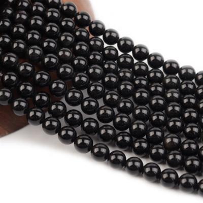 China High Quality Natural Healing Stone Obsidian Gemstone Quartz China Crystals Black Bead Bracelet For Jewelry Making for sale