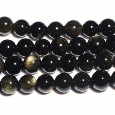 China China Newcomer Natural People Open AAA Crystal Jewelry Spiritual Healing Golden Stone Bead Bracelets Obsidian Strand For Women for sale