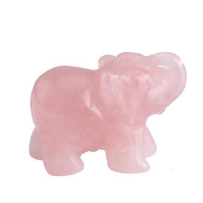 China China wholesale natural crystal stone animal carving crafts rose quartz elephant for healing for sale