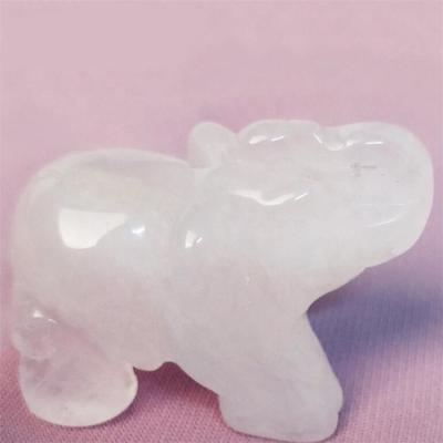 China China Natural Folk Crafts Gemstone Carved Crystal Stone Quartz Animal Clear Elephant For Decoration And Gifts for sale