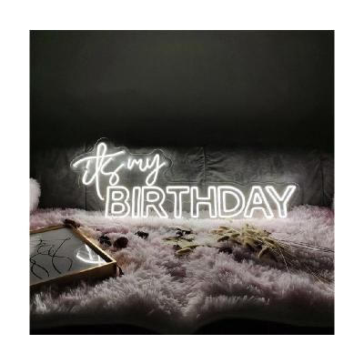 China Buildings Drop Ship Its My Birthday Sign Event Board Decoration Light Acrylic Birthday Party Neon Sign for sale