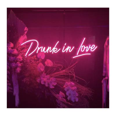 China Romantic Buildings Factory Sales Custom Neon Sign Led Light Up Sign Drunk In Love Wedding Party Neon Lamp for sale