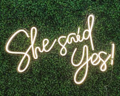 China New Buildings Hot Sale Wedding Neon Sign She Said Yes Event Party Decor Custom Led Neon Sign for sale