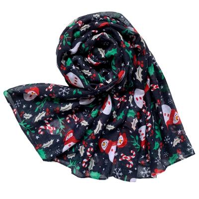 China For Christmas Factory Wholesale Christmas Scarf Snowman Printed Squishy Scarf Beach Towel Shawl for sale