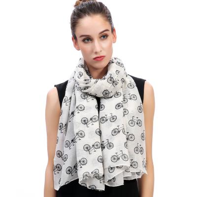 China For Christmas Bicycle Print Women's Scarf Shawl Wrap Soft Light Weight For All Seasons for sale