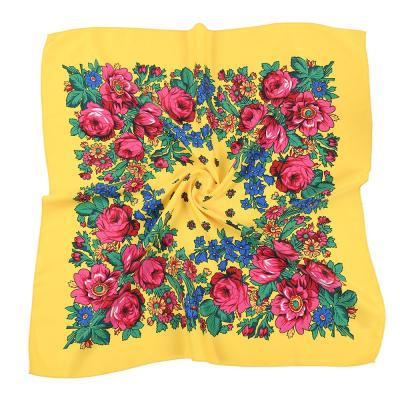 China Ethnic Square Shawl 70*70cm Tassel Vintage Style Summer Shawl Scarf Women Unique Polyester Floral Printing Acrylic Shawls for sale