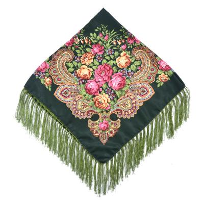 China Hot Selling Soft Soft Feeling Printing Russia Square Female Scarves Shawl 90cm Long Section Flower Tassel Scarf National Wind Travel For Women for sale