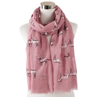 China Decorate New Style Animal Horse Printing Shawl Scarf Women Keep Warm Cotton Shawl Canvas Scarf for sale