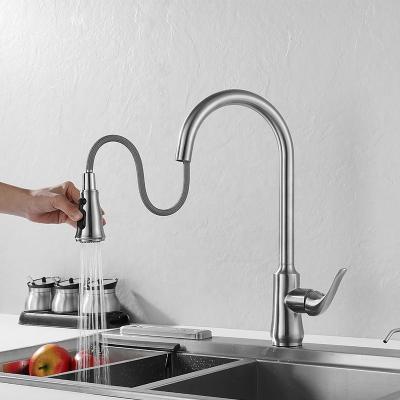 China Rotatable Sense Faucets 304 Stainless Steel Pull Out Kitchen Faucet for sale