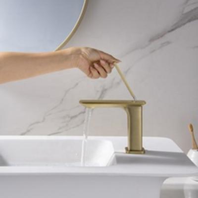 China Sense Faucets Top Sell Hot Cold Single Handle Water Bathroom Basin Sink Faucet Black And Gold Basin Faucets for sale