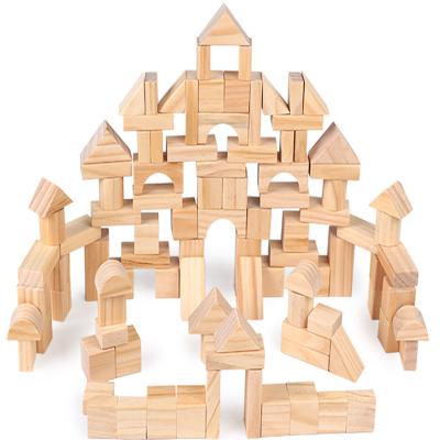 China Wooden Preschool Kids Toy Building Blocks Wooden Montessori Toddler Stacking Building Blocks for sale