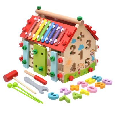 China Multifunctional wooden disassembly screw set children's practical building block nut combination disassembly puzzle game for sale