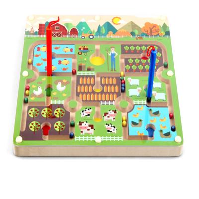 China Farm Maze Wooden Puzzle Activity Magnet Toys Beads Board Game Playset Study and Education Toys for Preschoolers for sale