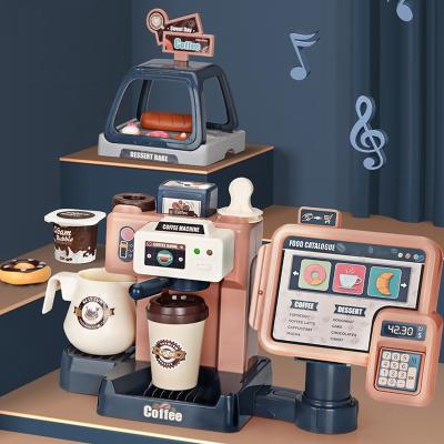 China Plastic Toy Set Kitchen Toys Food Bread Coffee Cake Children Coffee Machine Simulation Pretend Game Shopping Cash Register Toys For Children for sale