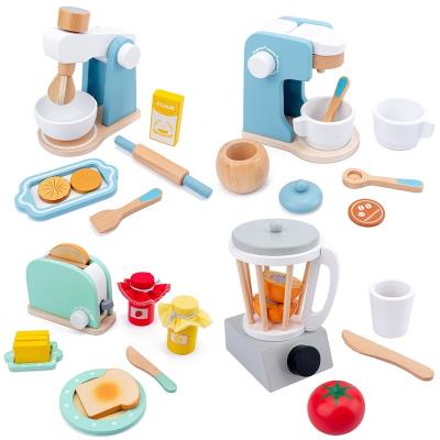 China Wooden Wooden Toys Kitchen Pretend Toy Wooden Coffee Maker Food Mixer Children Education Gift Simulation Toaster Game House Machine First for sale