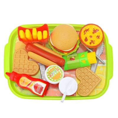 China Plastic Simulation Food Kitchen Toys for Kids Pretend Play Cooking Toy Cookware Pot Hamburger Hot Dog Fries Parent-Child Interactive Toy for sale