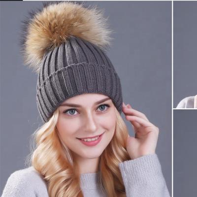 China JOINT women knit hat brand new thick mink fur fox ball cap winter hat for sale